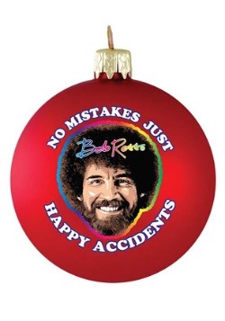 Bob Ross No Mistakes Glass Ball Christmas Ornament-update1