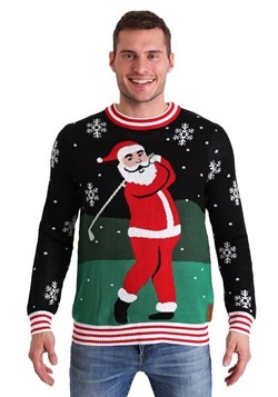 Tipsy Elves Mens Golfing Santa Ugly Christmas Sweater