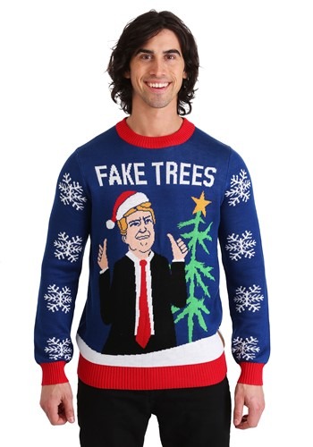 Tipsy Elves Mens Trump Fake Trees Ugly Christmas Sweater