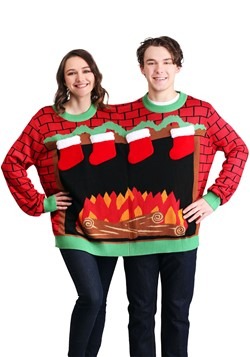 Tipsy Elves 2 Person Fireplace Ugly Christmas Sweater