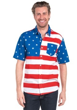 Tipsy Elves Mens USA Flag Hawaiian Shirt