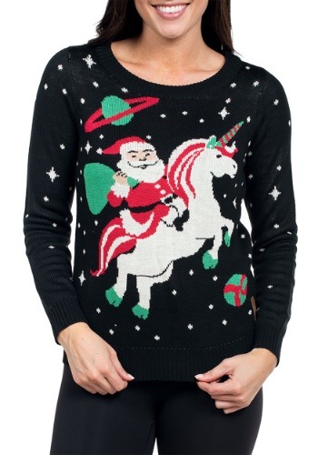 Tipsy Elves Womens Santa Riding Unicorn Christmas Sweater