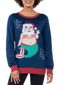 Tipsy Elves Womens Mermaid Santa Ugly Christmas Sweater