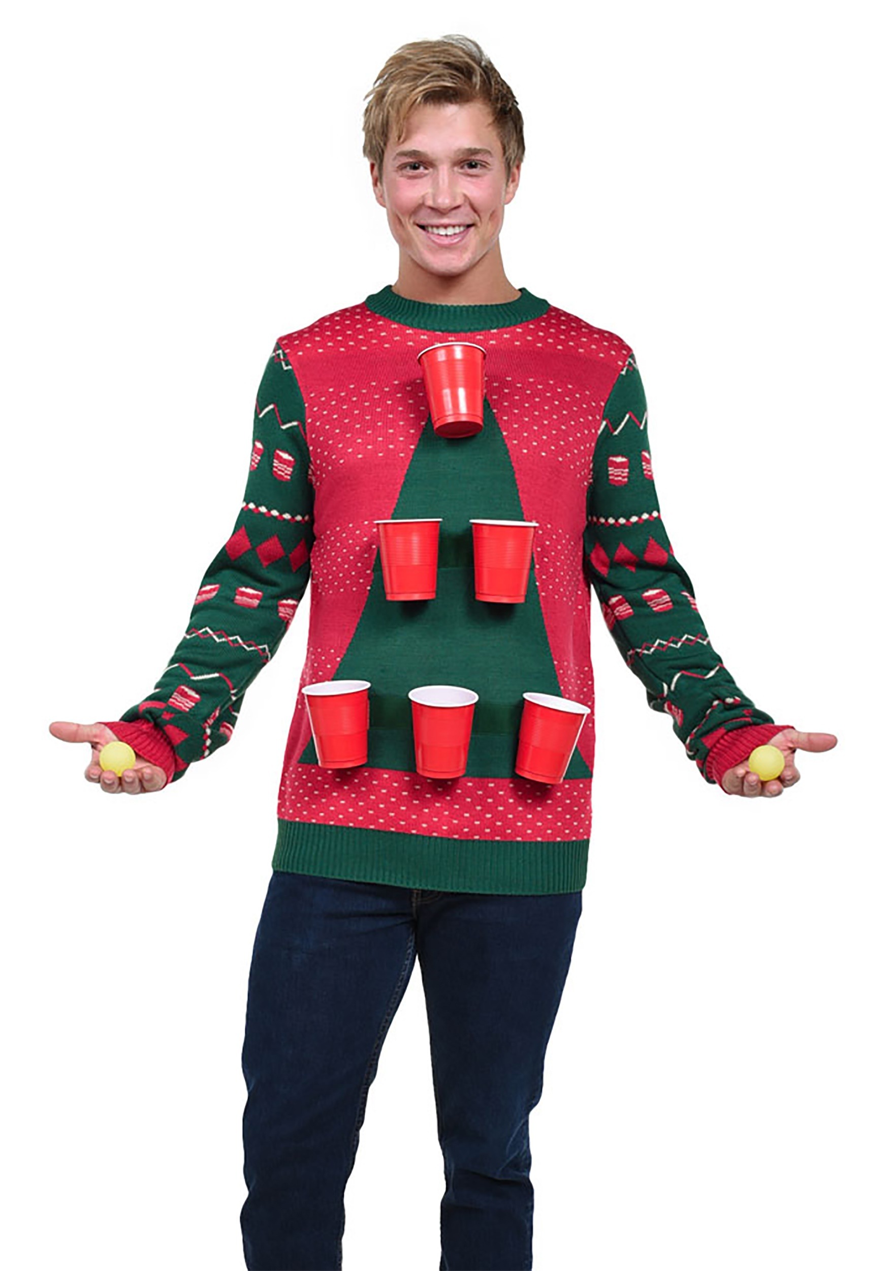 Men's Beer Pong Tipsy Elves Ugly Christmas Sweater