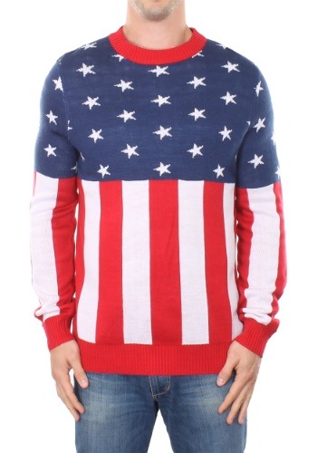 Tipsy Elves Mens American Flag Holiday Sweater