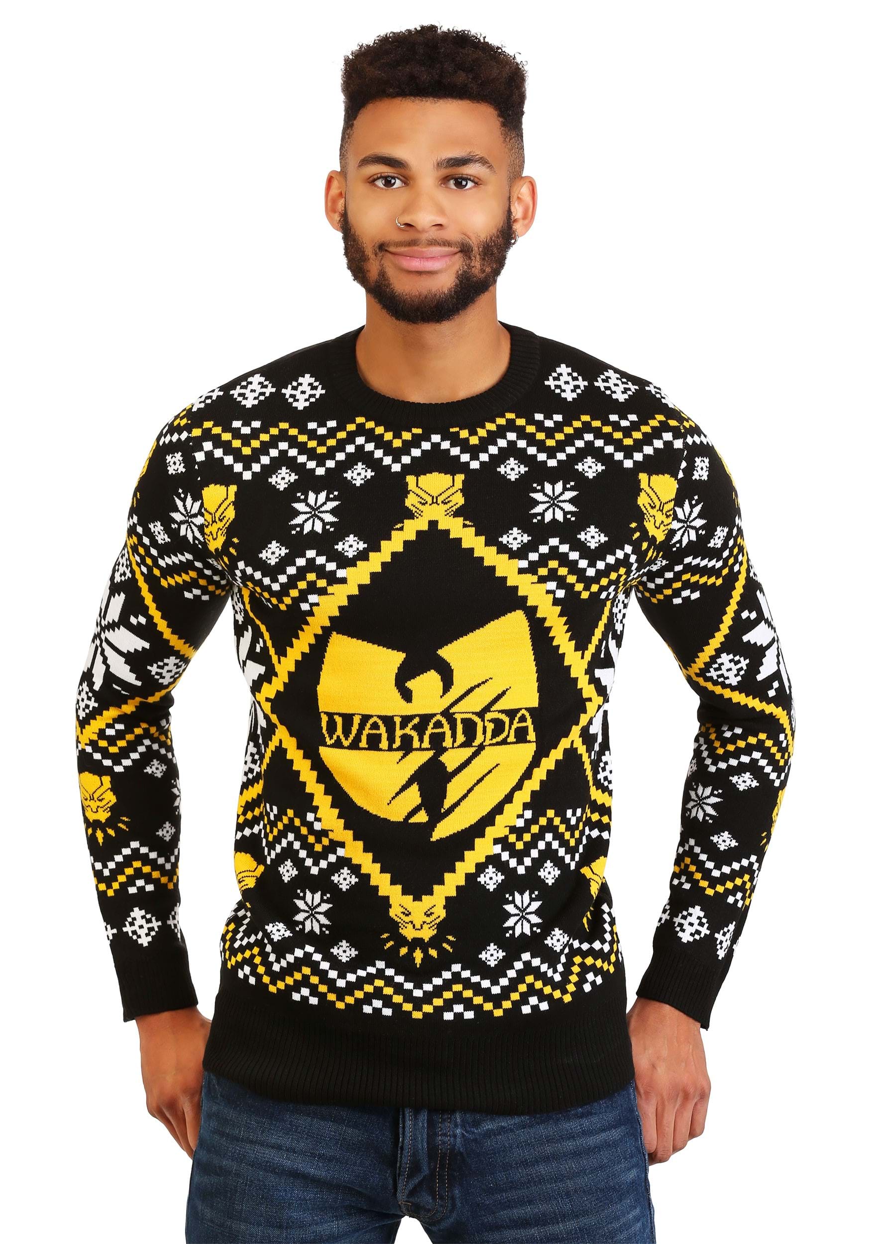 Black Panther Wakanda Intarsia Adult Knit Ugly Christmas Sweater