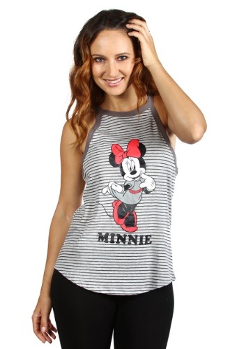 Women's Disney Minnie Mouse Gray Stripes Fashion Tank