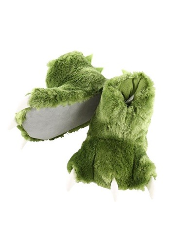 Adult Green Dino Paw Slippers