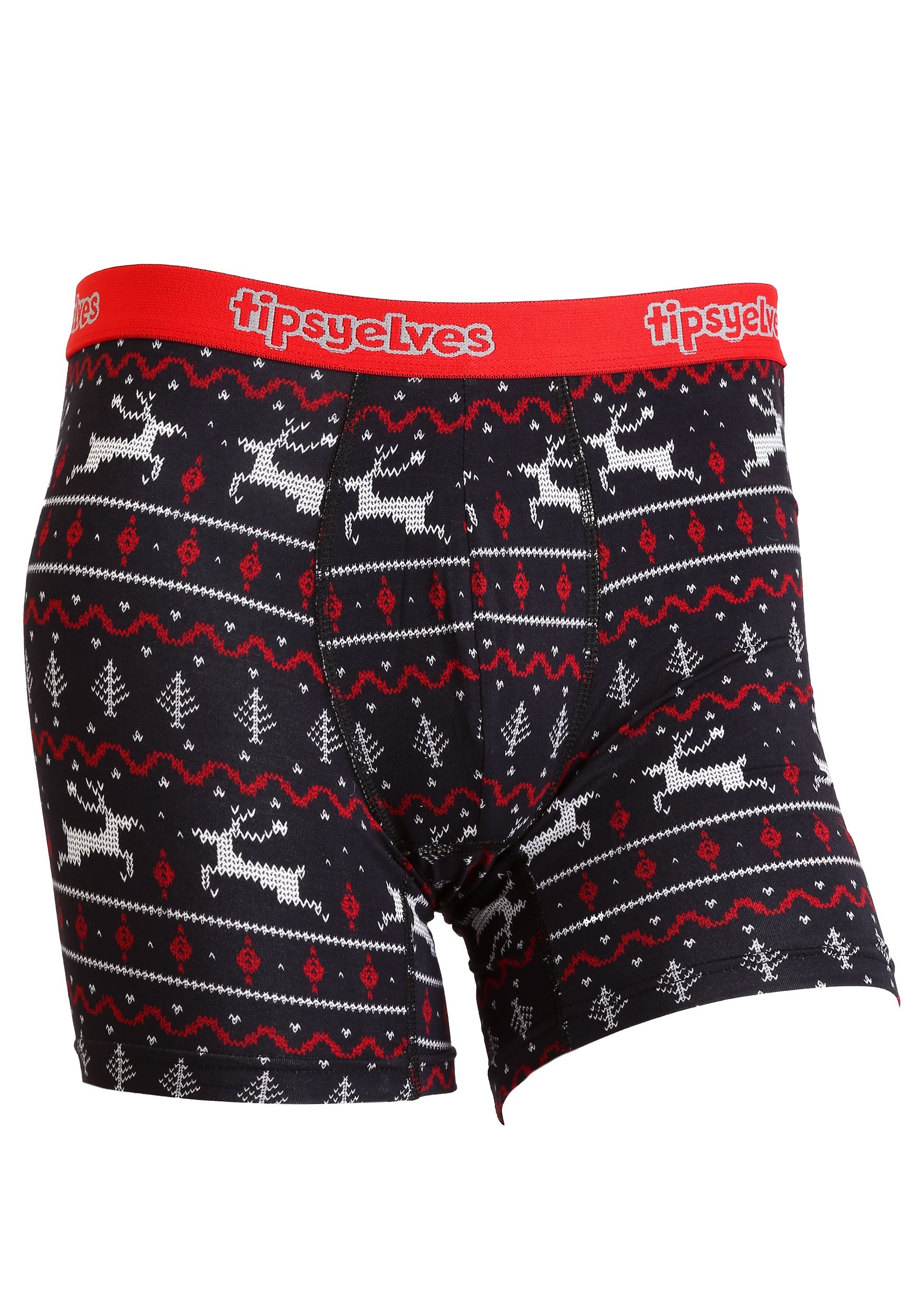 Tipsy Elves Black/Red Reindeer Fair Isle Mens Ugly Underwear