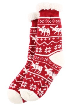 Ugly Christmas Nordic Moose Adult Plush Socks