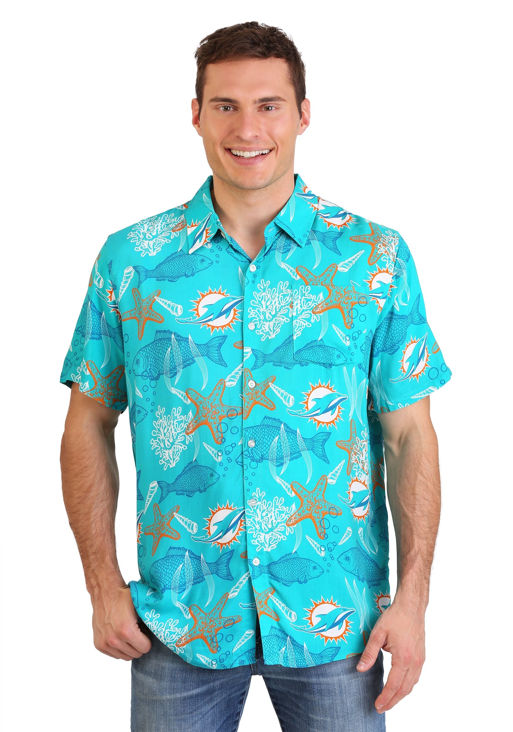 Mens Miami Dolphins Floral Shirt