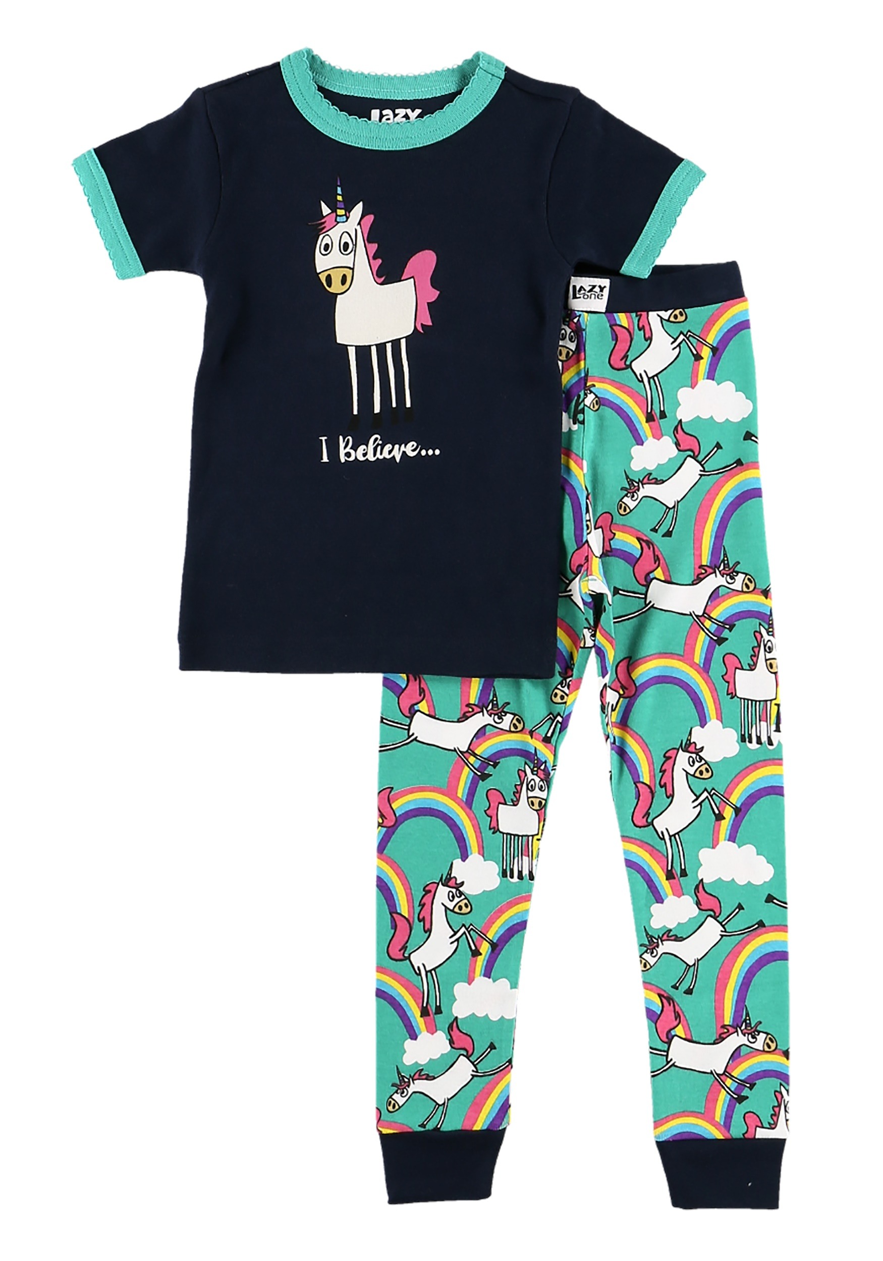 Childs I Believe Unicorn Short Sleeve Pajama Set