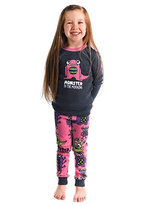 Girls Monster in the Morning Long Sleeve Pajama Set Update1