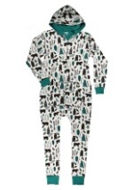 Womens Woodland Bear Print Hooded Onesie