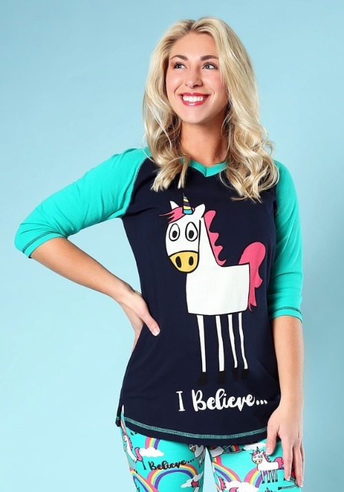 Women's I Believe Unicorn Tall Pajama Tee new