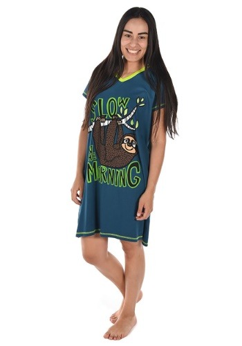 Womens Slow in the Morning Sloth Fitted Night Shirt