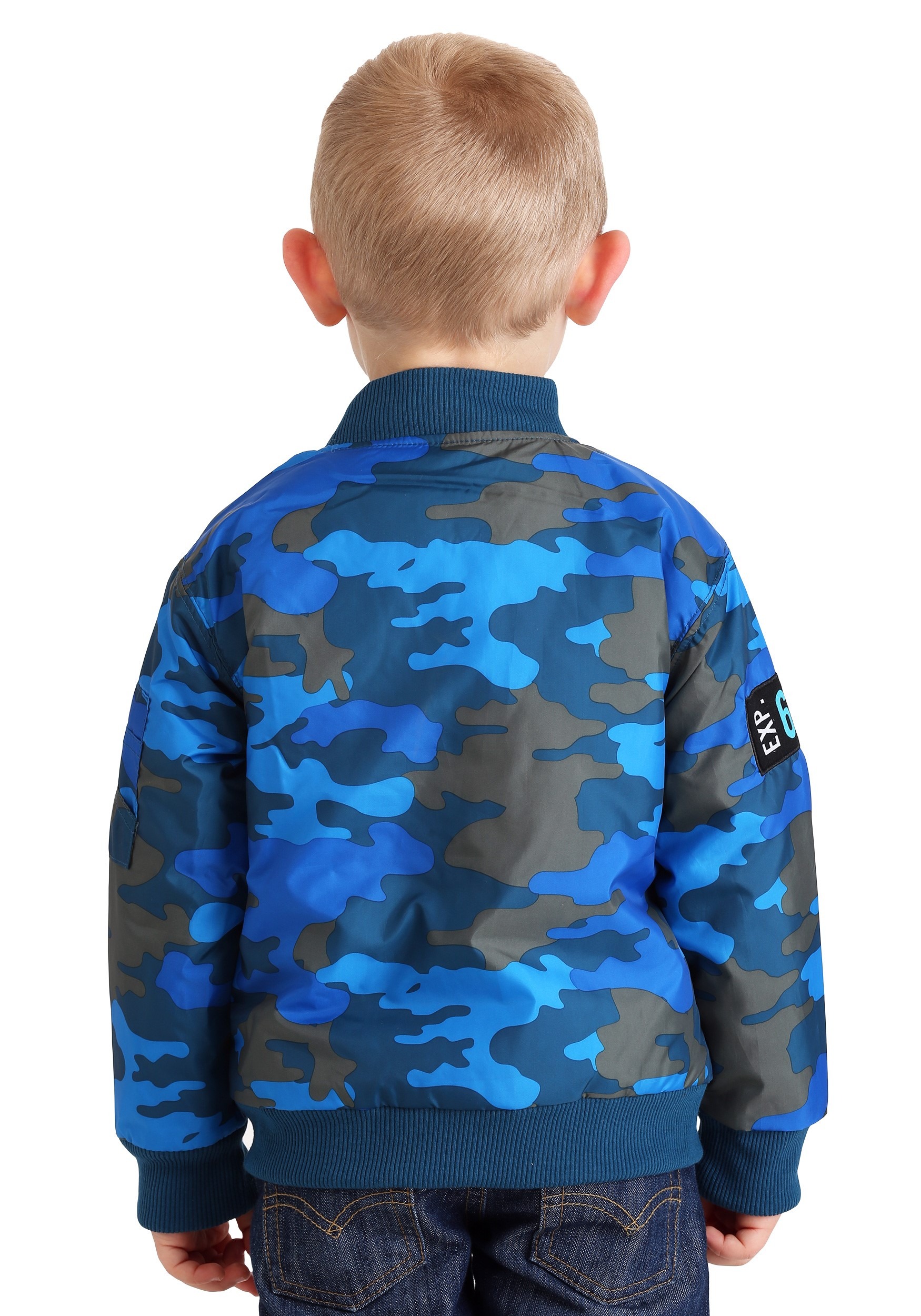 toddler boys disney stitch blue camo print nylon jacket alt1