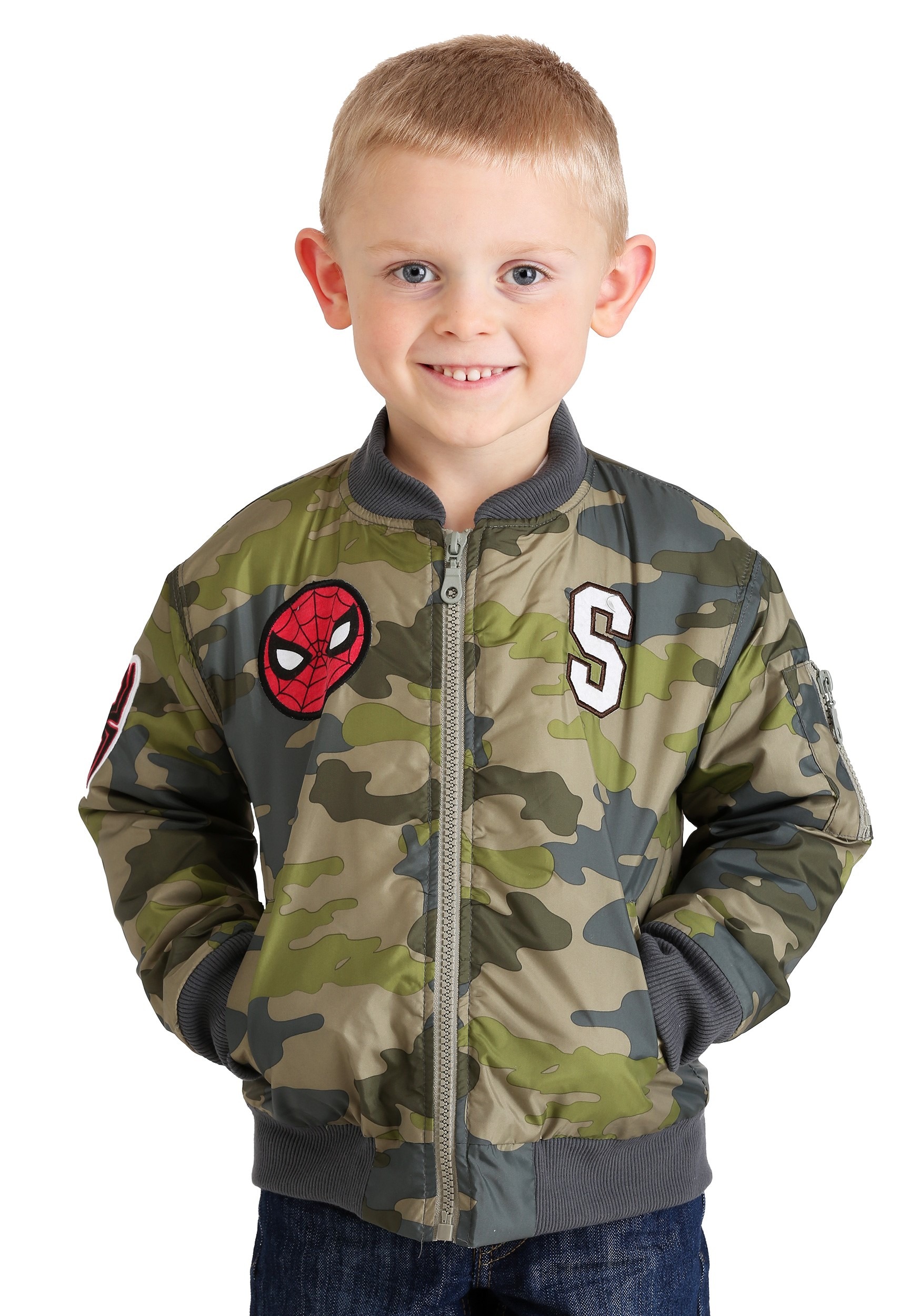 Marvel Spider-Man Green Camo Print Nylon Toddler Jacket