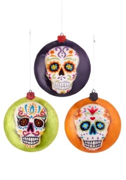 4" Day of the Dead Flat Disc Ornament Set