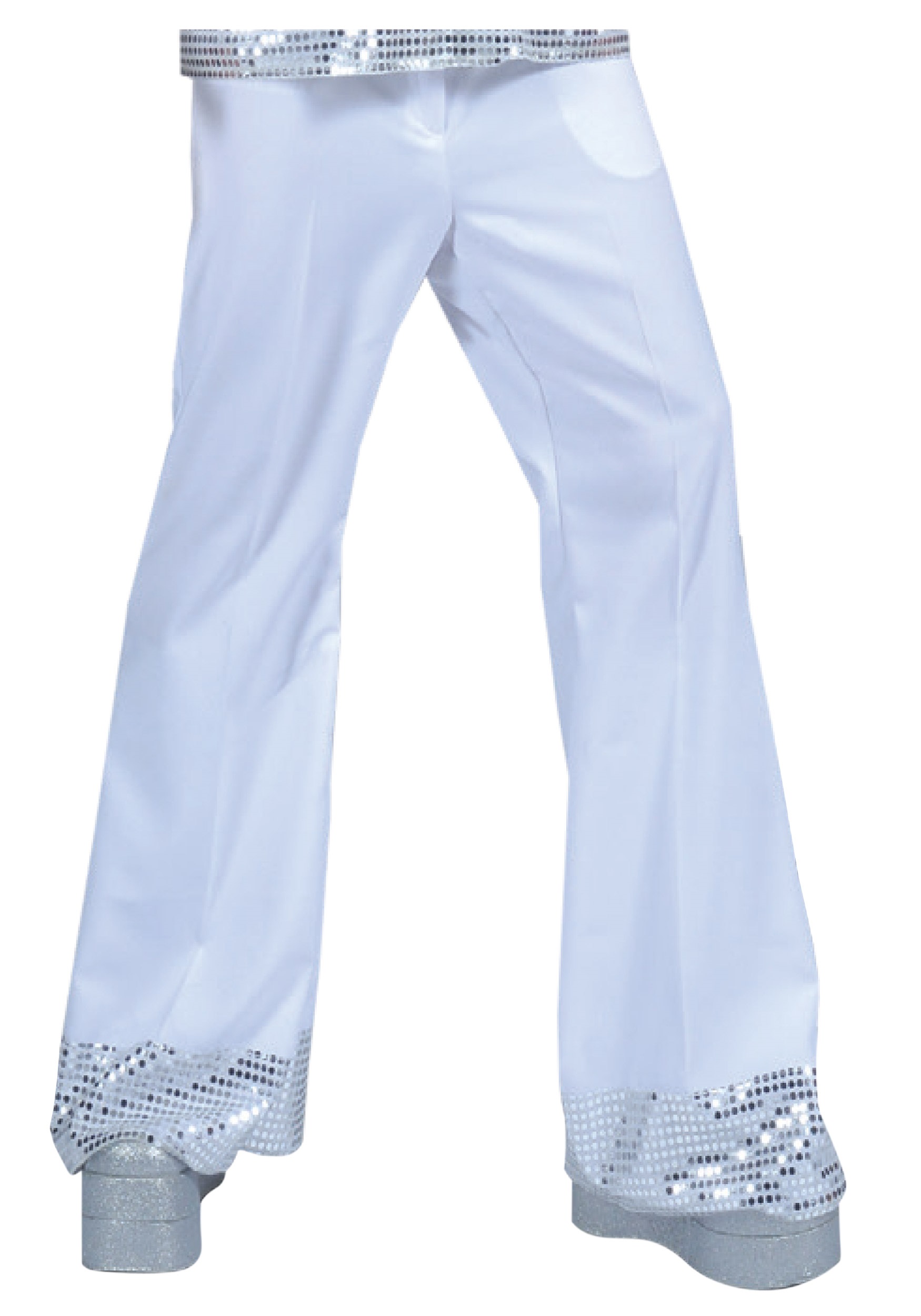White Sequin Disco Stud Pants for Men