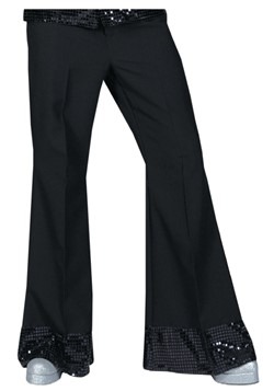 Black Sequin Cuff MensDisco Pants