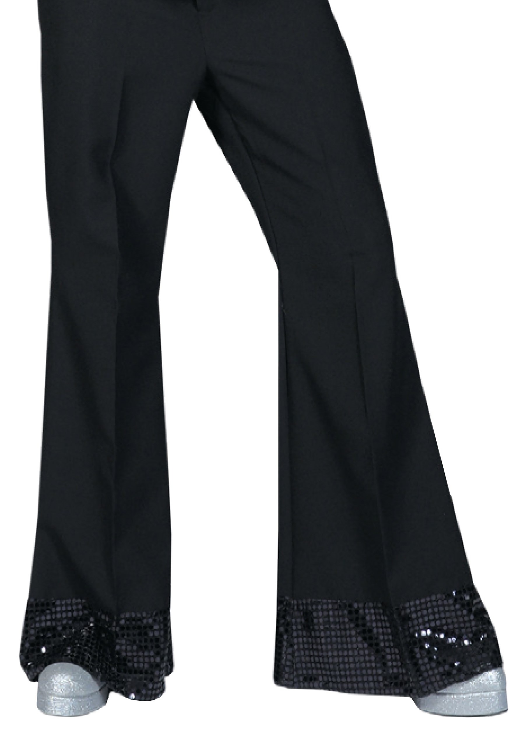 Black Sequin Cuff Disco Pants for Men