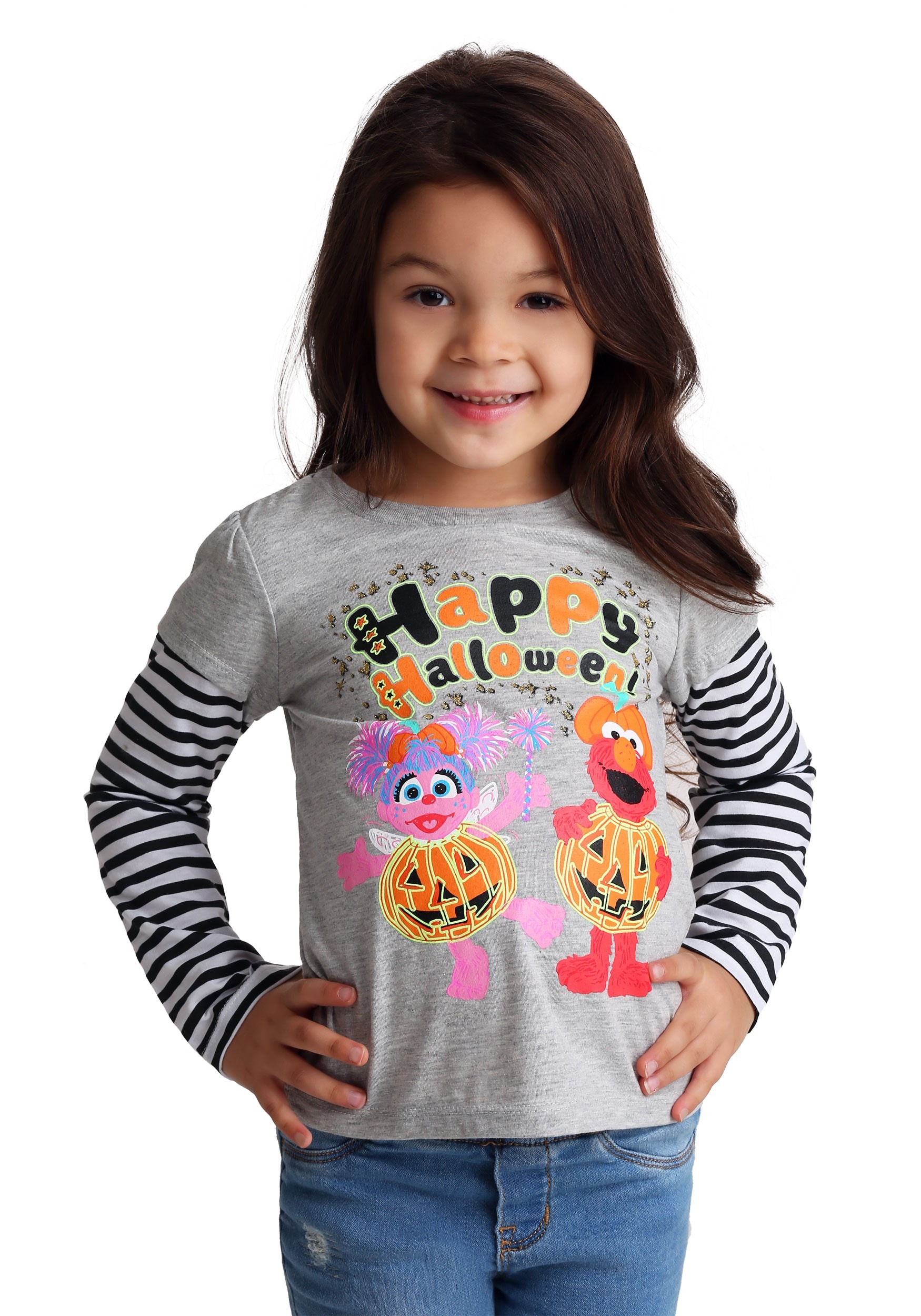 Sesame Street Halloween Toddler Girl Shirt Top New Elmo Abby 2T Glow in the Dark 
