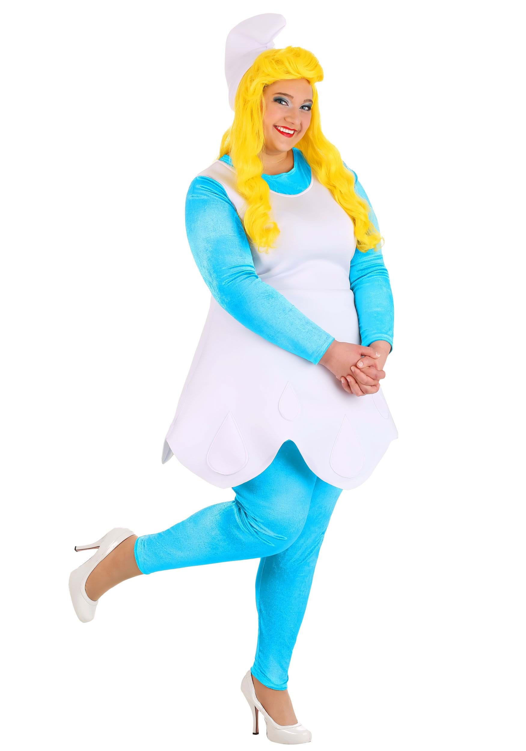 Photos - Fancy Dress FUN Costumes Women's Plus Size The Smurfette Smurf Costume Blue/White