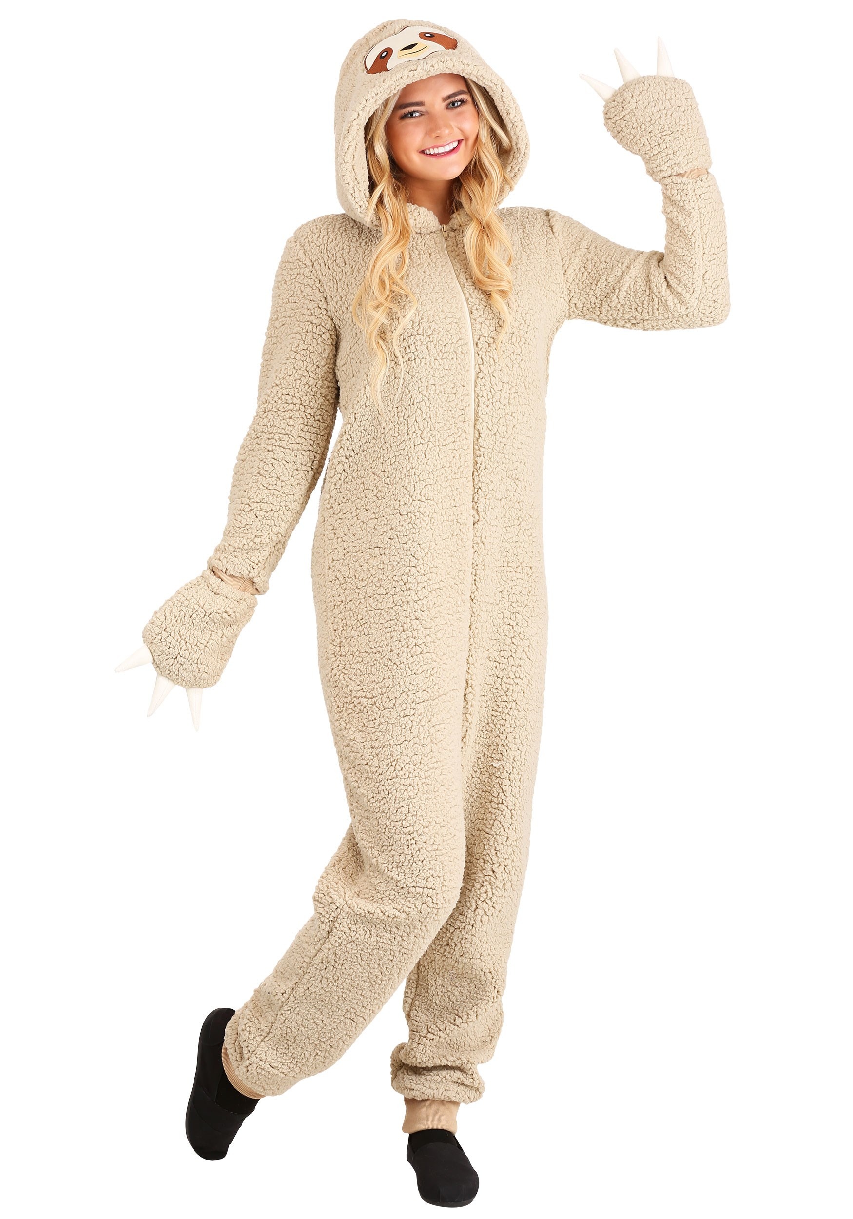 Photos - Fancy Dress FUN Costumes Adult Cozy Sloth Onesie Costume | Animal Costume Brown FUN730