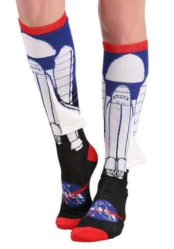 NASA Space Ship w 3D Wing Knee High Adult Socks UPD