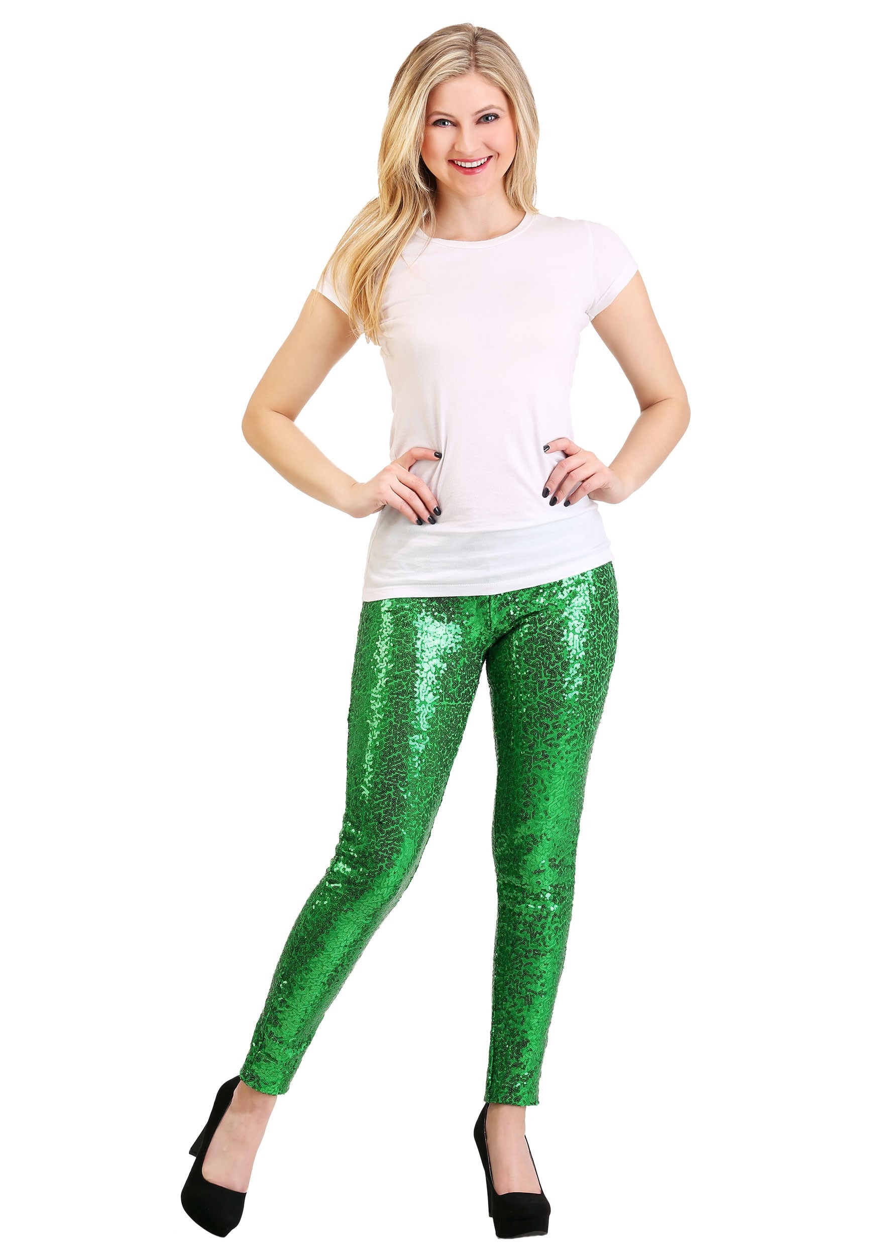 Tipsy Elves Green Sequin Womens Leggings