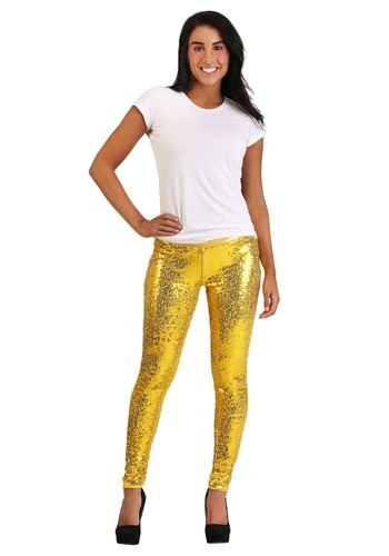 Tipsy Elves Women's Gold Sequin Leggings New 1