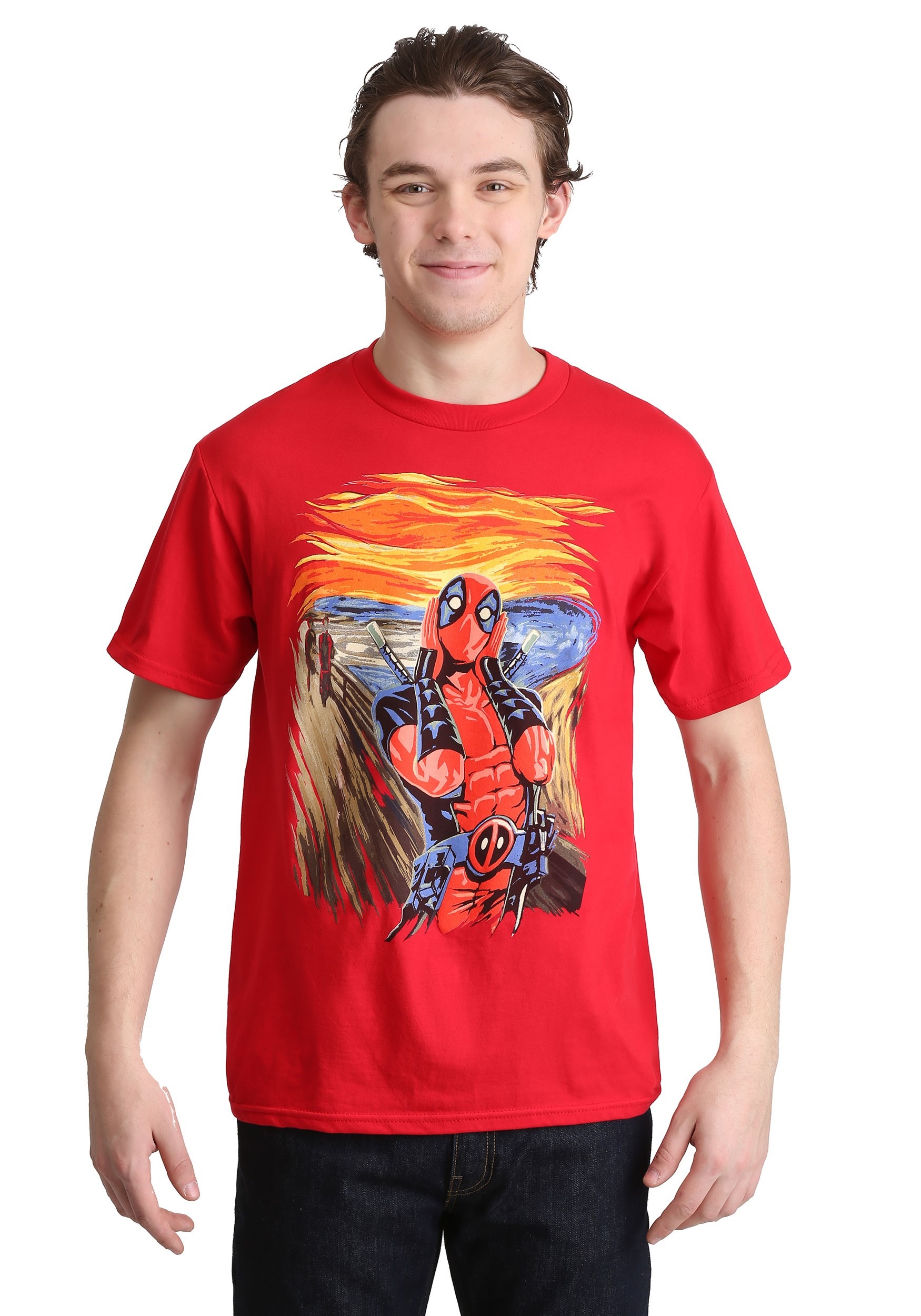 Deadpool Scream Painting Red T-Shirt for Men