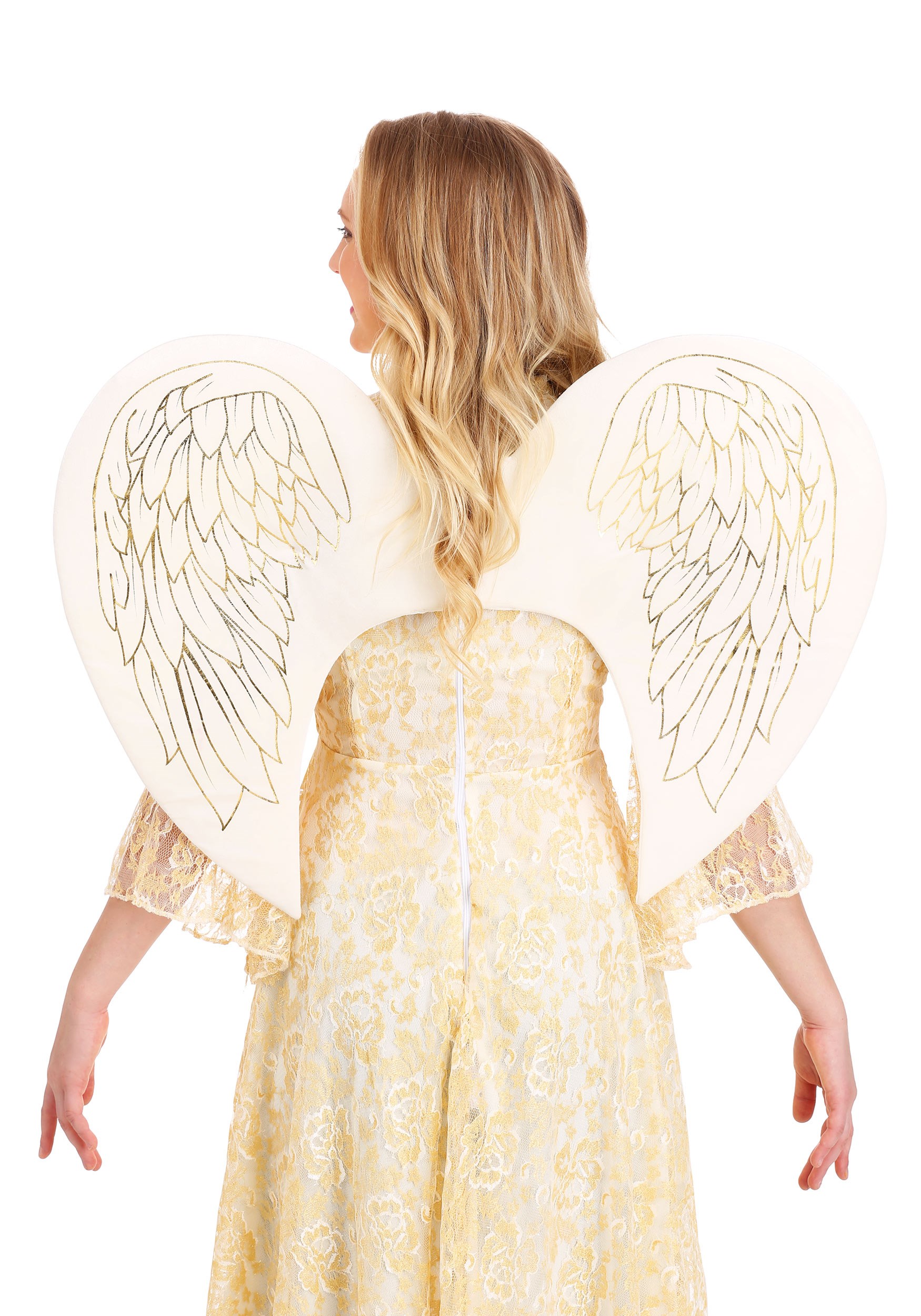 Detailed Adult Gold Print Angel Wings