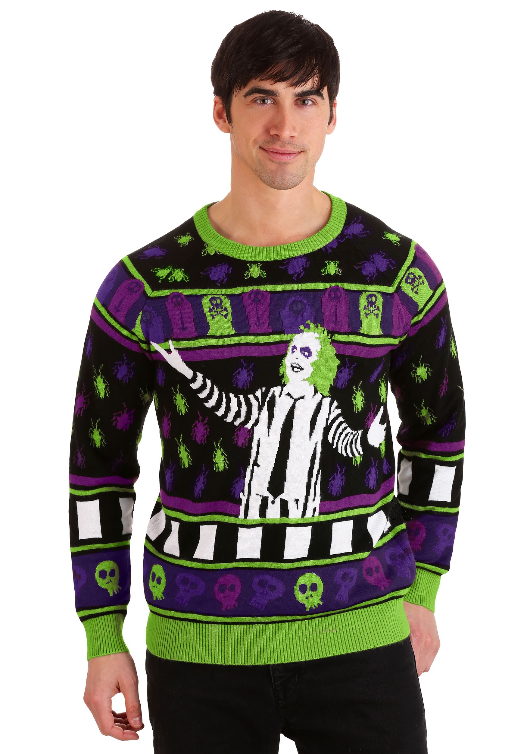 Beetlejuice Its Showtime! Ugly Halloween Sweater for Adults