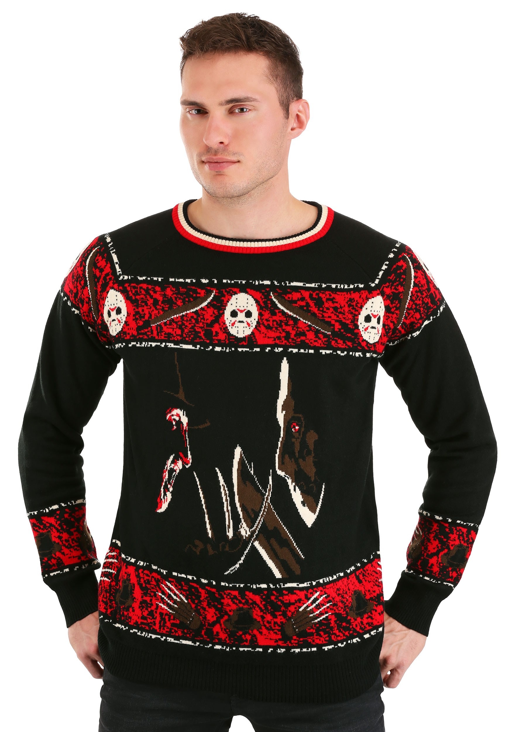 Freddy vs Jason Ugly Halloween Pullover Sweater