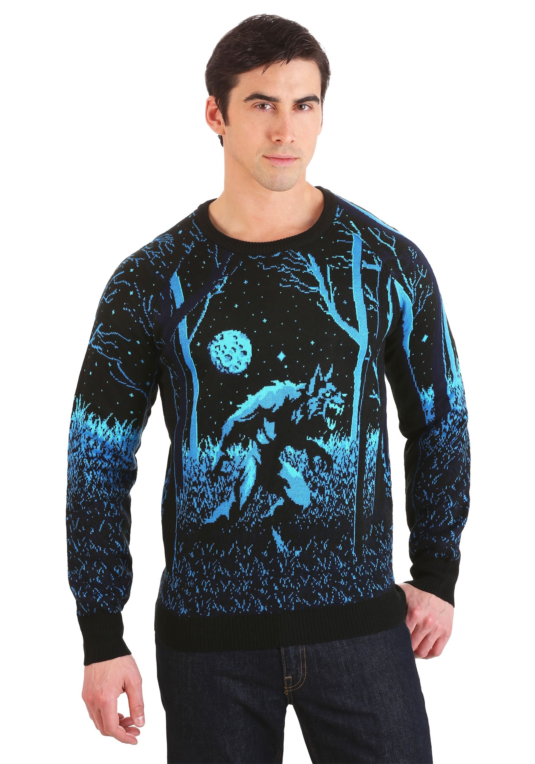 Prowling Werewolf Ugly Halloween Sweater for Adults