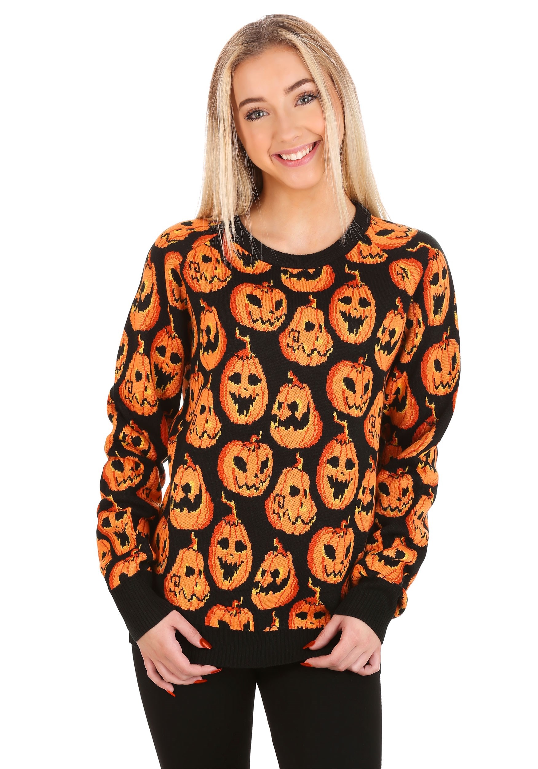 Pumpkin Frenzy Ugly Halloween Sweater for Adults