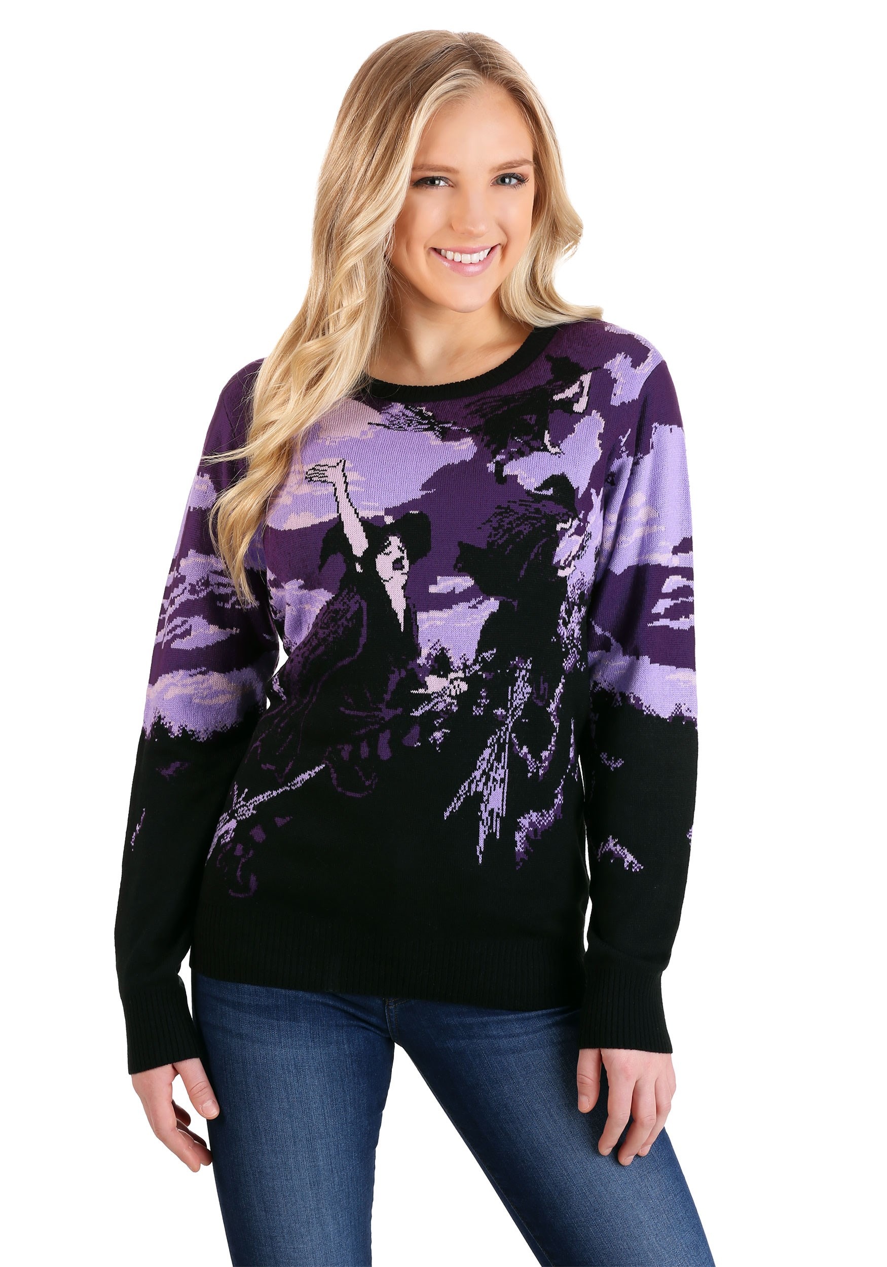 Witchs Moonlight Ride Ugly Halloween Sweater