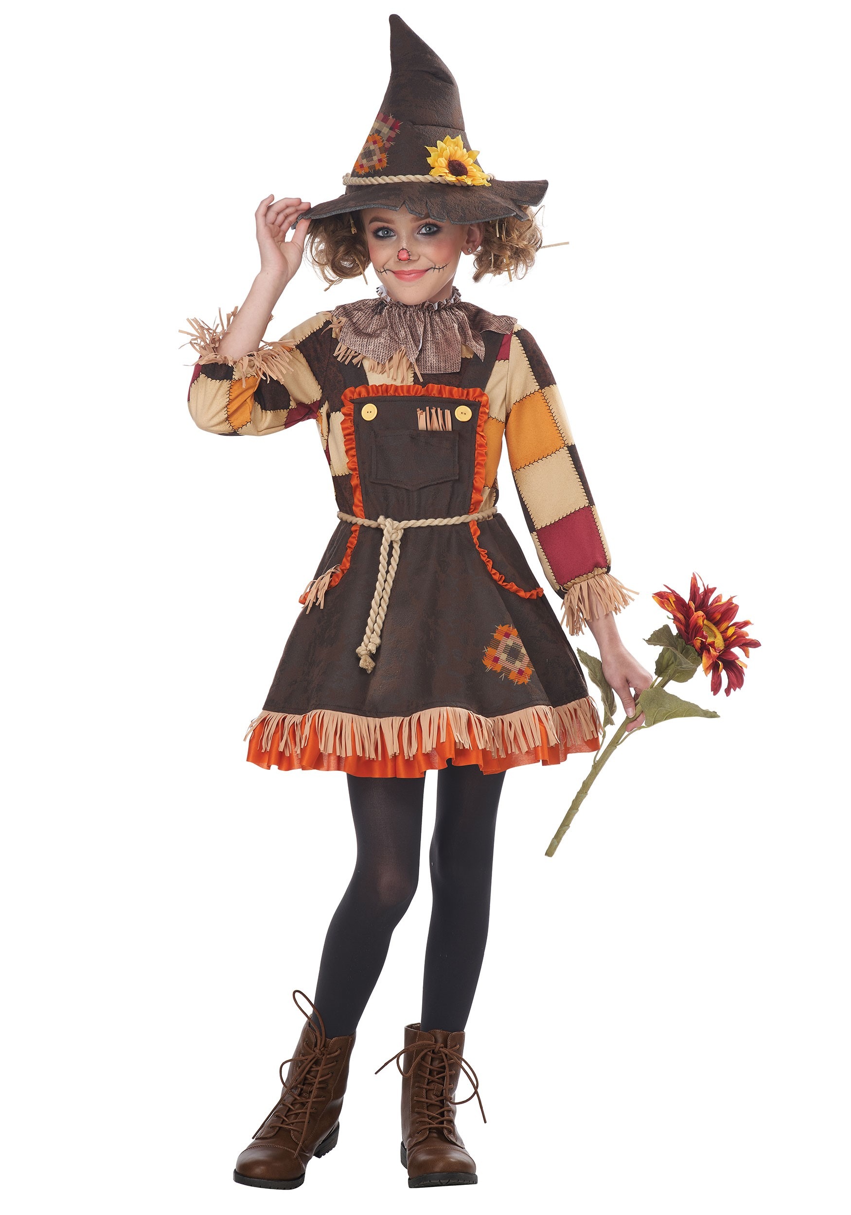 Photos - Fancy Dress California Costume Collection Patchwork Scarecrow Girl's Costume Brown/ 