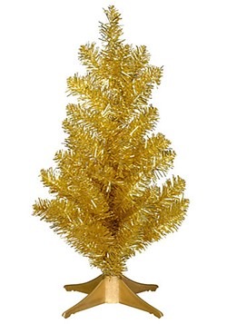 Mini 14 Inch Gold Tinsel Christmas Tree