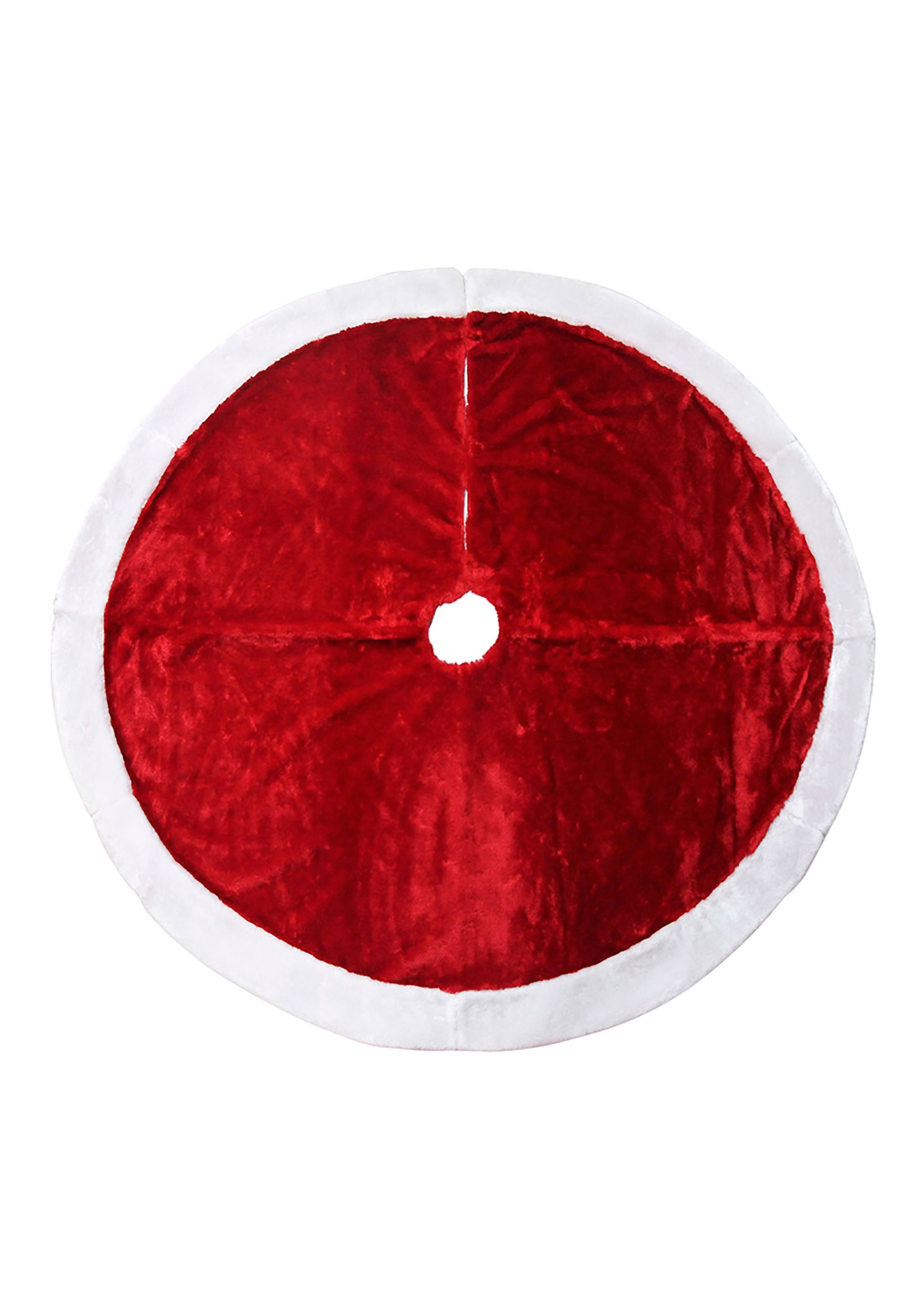 48" Basic Red Christmas Tree Skirt with White Fur