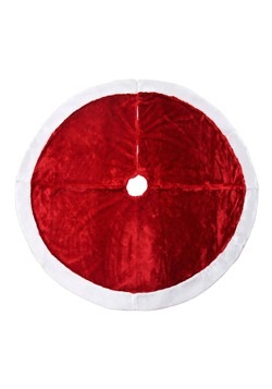 Basic Red Christmas Tree Skirt w/ White Fur 48in