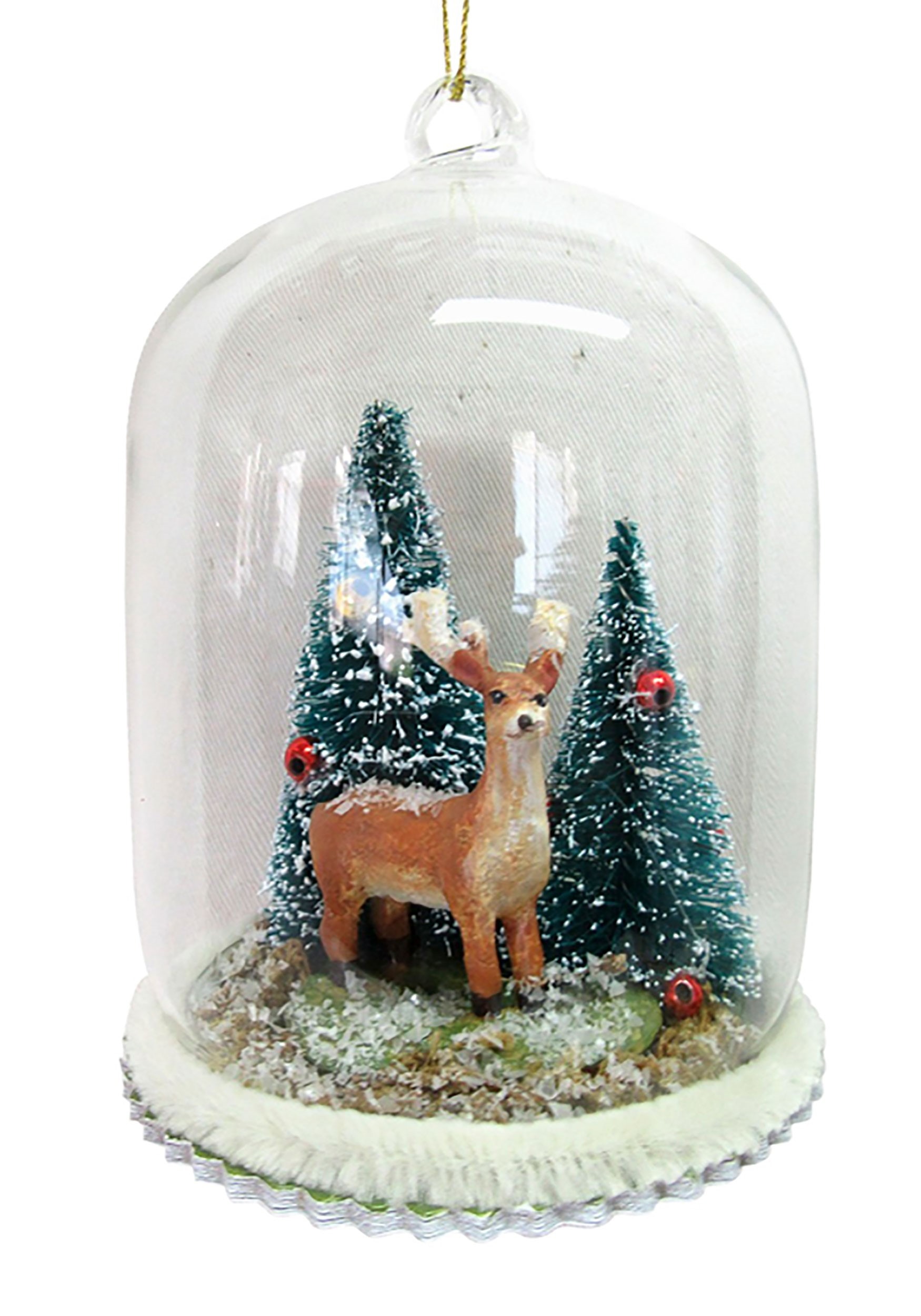 Dome Reindeer Glass Christmas Ornament