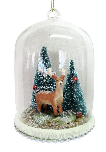 Reindeer in Dome Glass Christmas Ornament