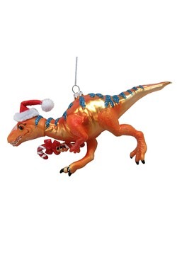 Orange T Rex Glass Christmas Ornament