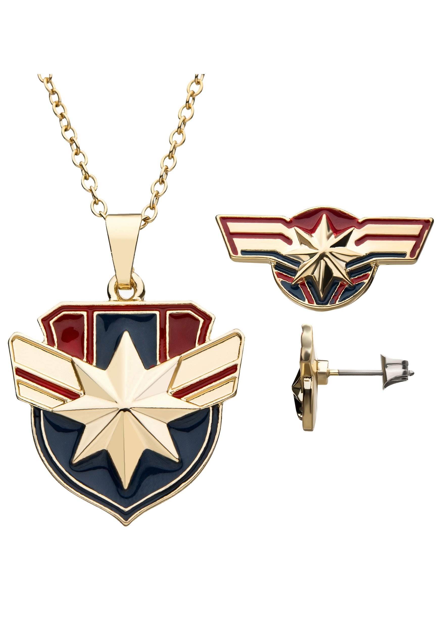 Captain Marvel Earring/Necklace Set