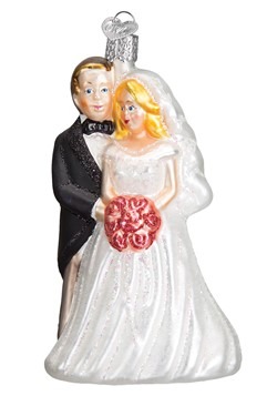 Glass Blown Bridal Couple Ornament