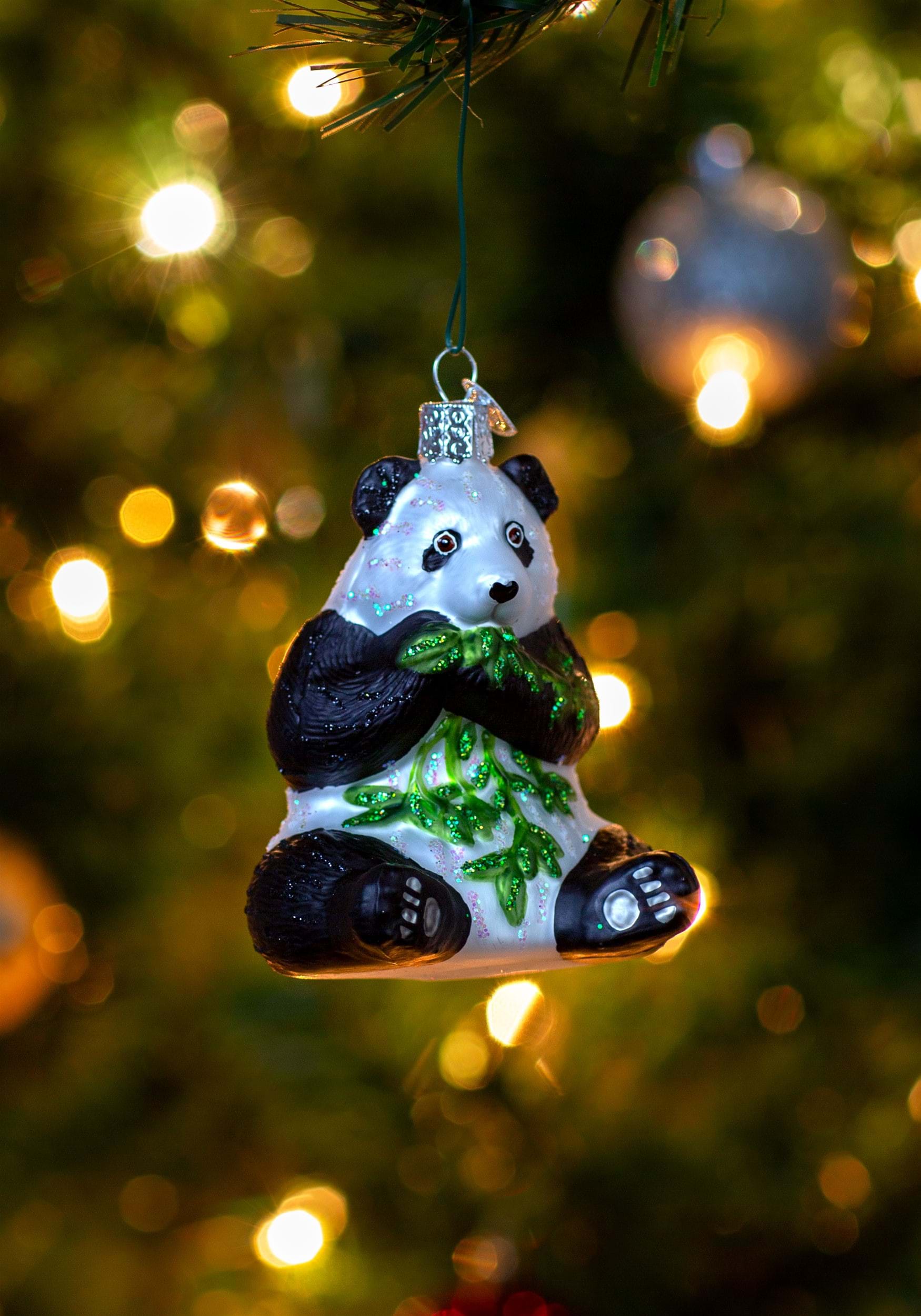 Hanging Glass Blown Panda Bear Ornament