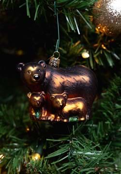 Bear with Cubs Glass Blown Hanging Ornament